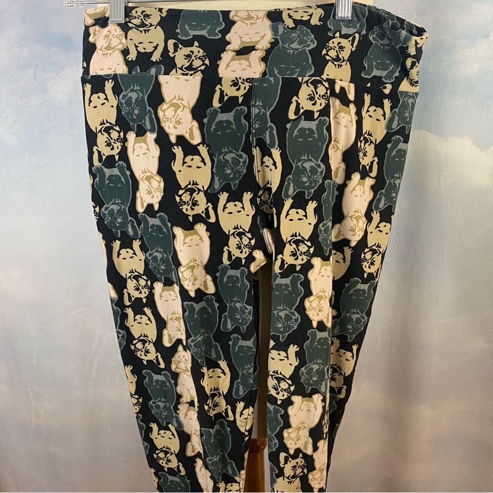 LuLaRoe Tall & Curvy French Bulldog Print Leggings